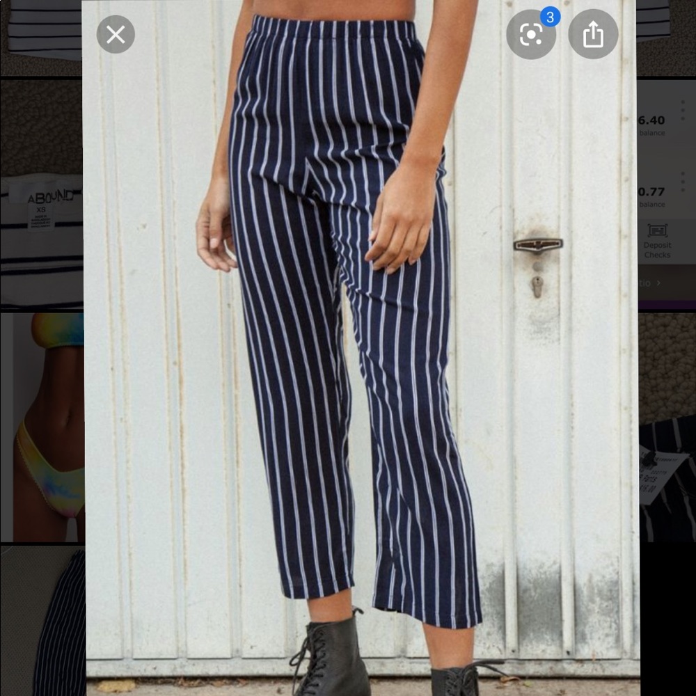 navy striped brandy melville pants❗️
